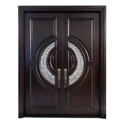 Red Oak Glass Inset Security Door (Price Per Square Meter)