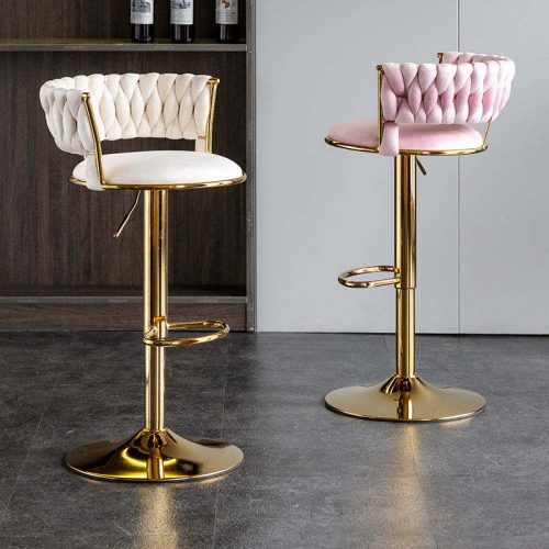 Bar Chair Nordic Counter Furniture Metal Velvet Swivel Leather