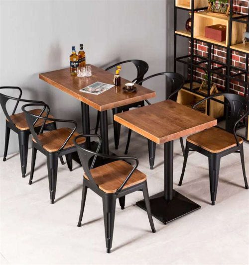 Restaurant Stackable Wooden Cafe Dining Table and Chairs Set