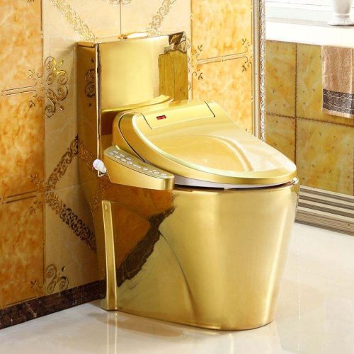 Luxury Design Fancy Style Toilet Different Color Marble Coated Washdown Ceramic One Piece Toilet with Pedestal Basin Sets