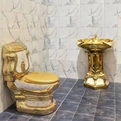 Luxury Design Ceramic Plating Gold Color Bathroom Toilet Bowl