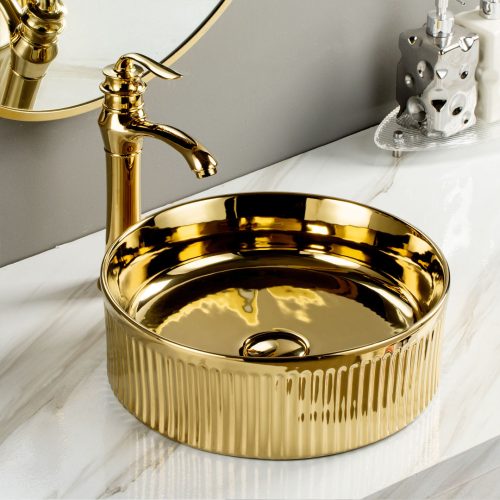 Oval Golden Electroplate Basin Wash Basin Luxury Counter Top Bathroom Sink Art Sinks