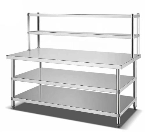 Commercial Stainless Steel Kitchen Worktable With Shelf Three Layer Table