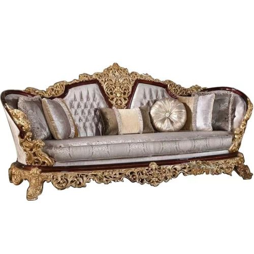 French Antique Genuine Leather Sofa Tufted Three, Two and One Seater + Coffee Table - Image 3