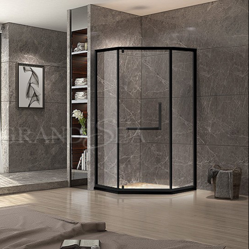 Luxury Bath Room Black Swing Rubber Strip Waterproof Curved Frameless Tempered Glass Shower Door With Roller ( 1 square meters price) - Image 2