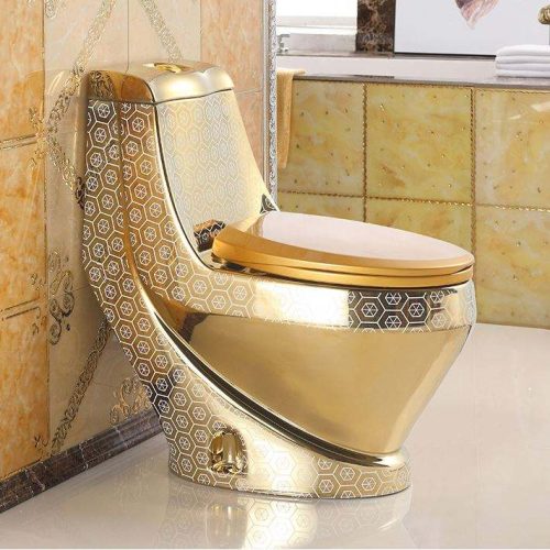 Luxury Bathroom Gold WC Toilet Washdown Siphonic One Piece Toilet - Image 2