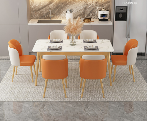 Wholesale Modern Simple Style Dining Room Set Rectangle Dining Table Chair Light Luxury Marble Household Dining Table - Image 2