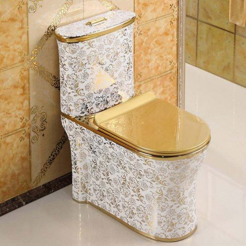 Easy Height Toilet Solid Gold Sanitary Bidet Jets Seat Washdown One Piece Toilets - Image 2