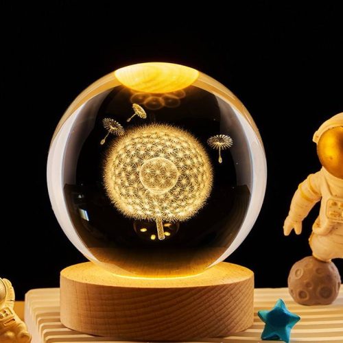 Crystal Ball Glowing Planetary Plant Animals 3D Night Light USB Button Power Warm Bedside Light Christmas Kid Gift Lamp - Image 3