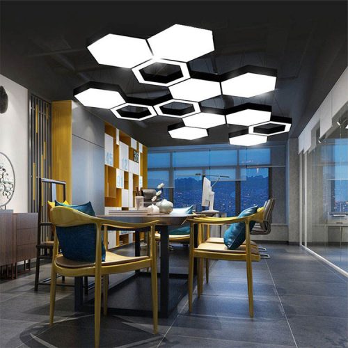 RGB Hexagonal Lamp Dimmable Indoor Creative Chandelier Six Shape Solid LED Light (10 MOQ is required) - Image 3