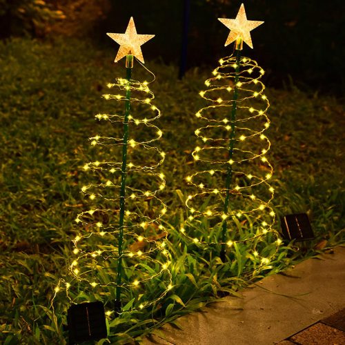 Solar LED Christmas Tree Light Iron Art Outdoor Waterproof Garden Decoration IP65 Small Lamp Lawn Lighting (10 MOQ is required) - Image 3