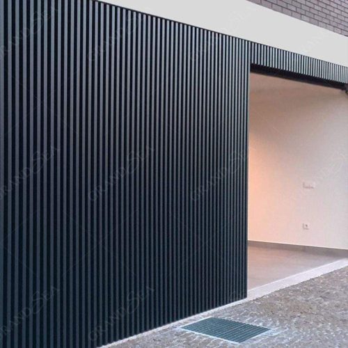 Flush Mount Batten Modern Grille Motor Automatic Black Aluminum Garage Door (1 Square Feet Price) - Image 3