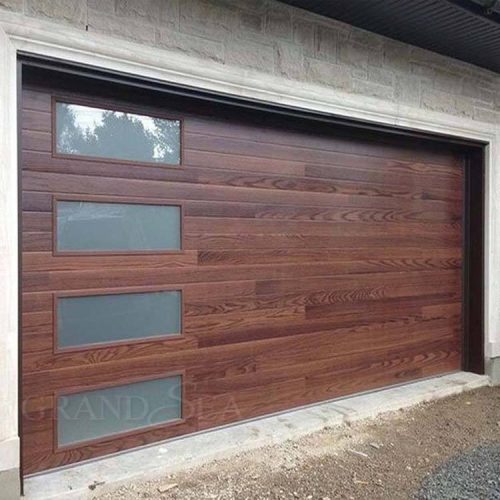 Galvanized Steel 8x7 Modern Aluminum Garage Door With Tempering Glass Window (1 Square Meters Price) - Image 3