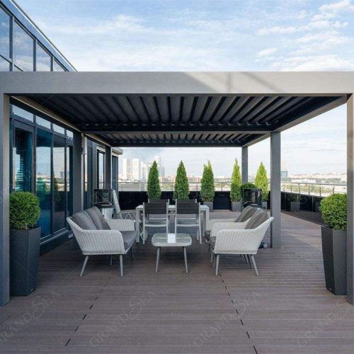 Patio Wall Mounted Metal Louver Electric Exterior Louvered Outdoor Aluminum Pergola (1 Square Meters Price) - Image 3