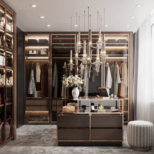 Iron Design Modern Wardrobe In The Wall Sliding Mirror Glass Walk In Closet (1 Square Meters Price) - Image 3