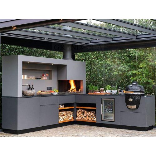 Premium Stainless Steel Outdoor Kitchen Set – BBQ Island with Grill & Fridge (1 Meter Price) - Image 3