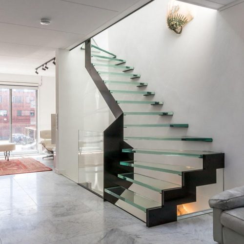 Glass Staircase Modern Stringer Design Tempered Laminated Glass Floating Straight Stairs( 1 square meters price) - Image 3