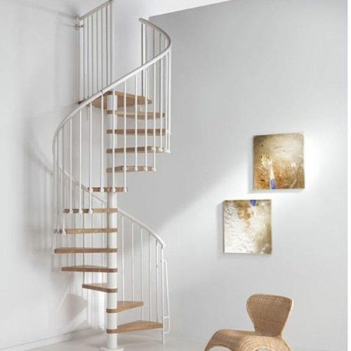 Modern Villa Design Double Beam Curved Wooden Spiral Staircase (1 Set Price) - Image 3