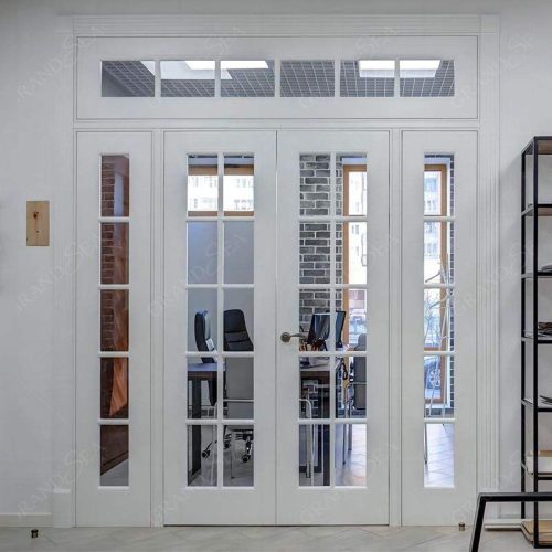 Modern Unique Main Sidelight Design Contemporary Custom Glass Panel White Interior French Door - Image 3