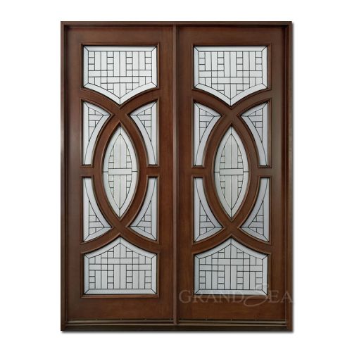 Red Oak Glass Inset Security Door (Price Per Square Meter) - Image 3