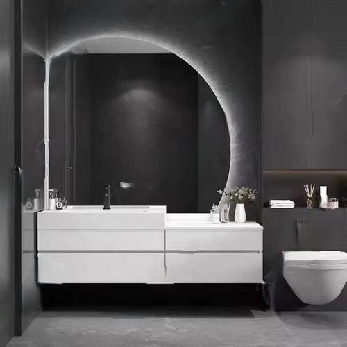 Storage Vanity Cabinet With Half Moon Mirror Wash Basin(1 Square Meters Price) - Image 3