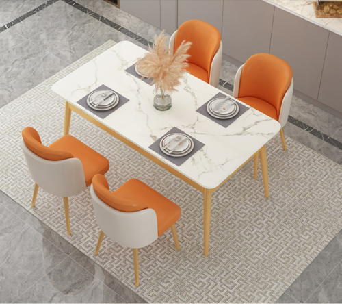 Wholesale Modern Simple Style Dining Room Set Rectangle Dining Table Chair Light Luxury Marble Household Dining Table - Image 3