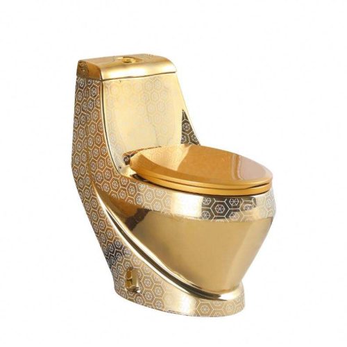 Luxury Bathroom Gold WC Toilet Washdown Siphonic One Piece Toilet - Image 3