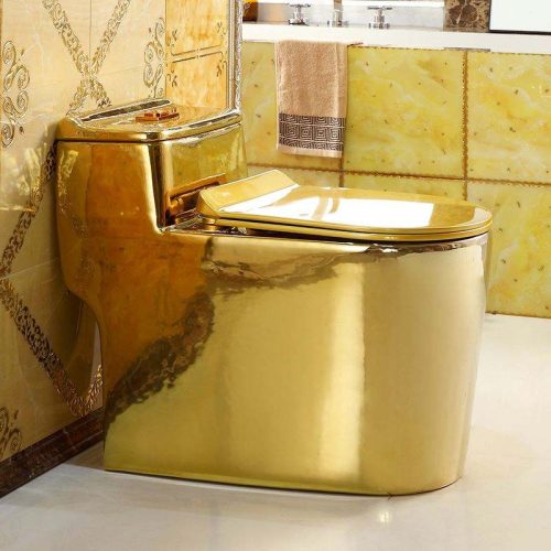 Noble Gold Color One Piece Wc Toilet Bathroom Sanitary Ware Toilet Washdown Gold Toilet - Image 3