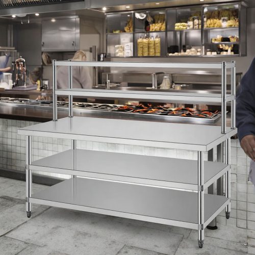 Commercial Stainless Steel Kitchen Worktable With Shelf Three Layer Table - Image 3