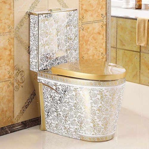 Easy Height Toilet Solid Gold Sanitary Bidet Jets Seat Washdown One Piece Toilets - Image 4