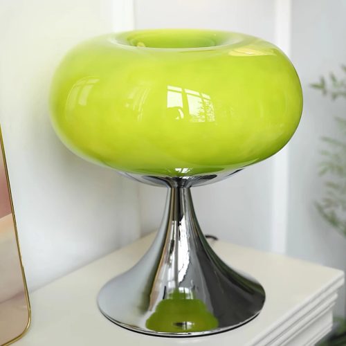 Apple Table Lamp Bedside Medieval Cream Glass, Green Retro Atmosphere LED - Image 3