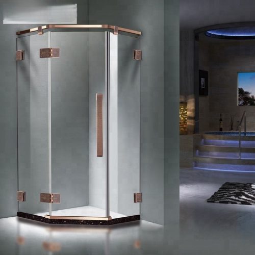 Villa 3 Panel Stainless Steel Hardware Corner Toilet Enclosure Bathroom Shower Glass Doors( 1 square meters price) - Image 4