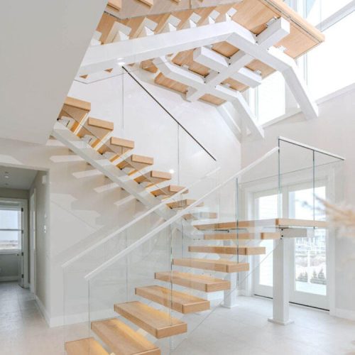 Staircase Indoor Steel Wood Frame Stair Mono Stringer Design Floating Staircase ( 1 square meters price) - Image 4