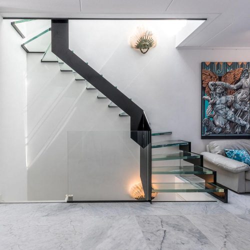 Glass Staircase Modern Stringer Design Tempered Laminated Glass Floating Straight Stairs( 1 square meters price) - Image 4