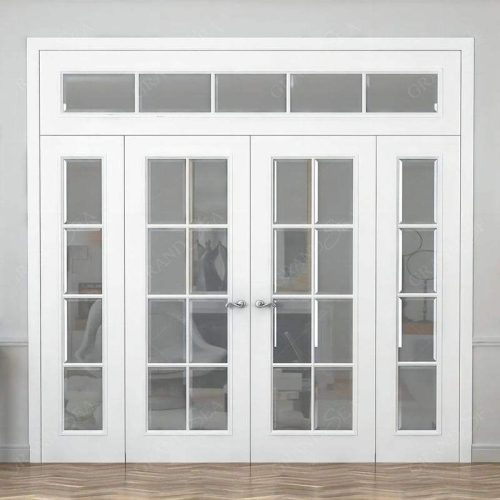 Modern Unique Main Sidelight Design Contemporary Custom Glass Panel White Interior French Door - Image 4