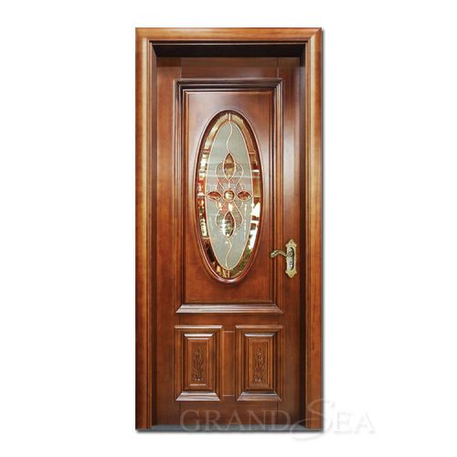 Modern Oak Solid Wood Panel Door with Glass - Image 4