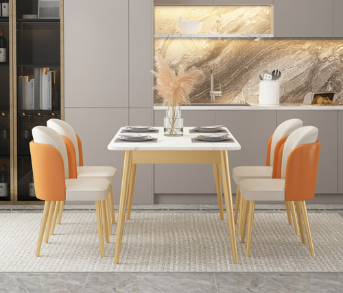 Wholesale Modern Simple Style Dining Room Set Rectangle Dining Table Chair Light Luxury Marble Household Dining Table - Image 4