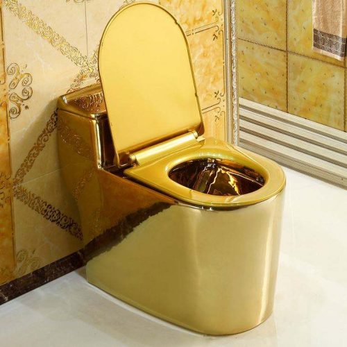 Noble Gold Color One Piece Wc Toilet Bathroom Sanitary Ware Toilet Washdown Gold Toilet - Image 4