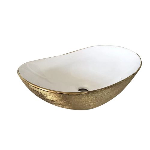 Ceramic Lobby Sink Bathroom Sanitary Ware Luxury Gold Black Tabletop Washing Basin - Image 4