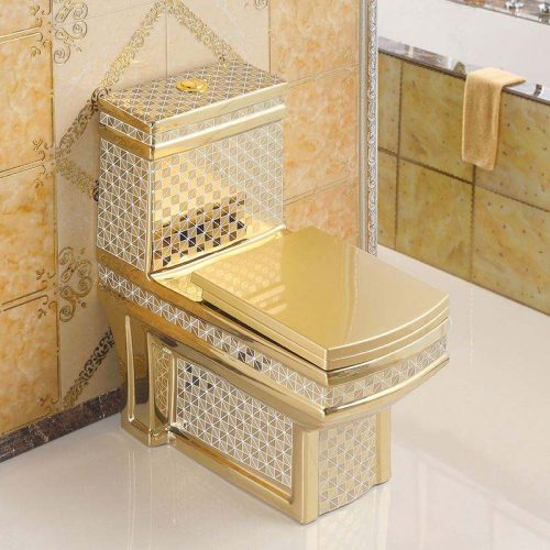 Easy Height Toilet Solid Gold Sanitary Bidet Jets Seat Washdown One Piece Toilets - Image 5