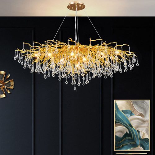 Modern Light Luxury Golden Creative Glass Chandelier for Living Room Dining Room LED Chandelier Pendant Lights(10 MOQ is required) - Image 5