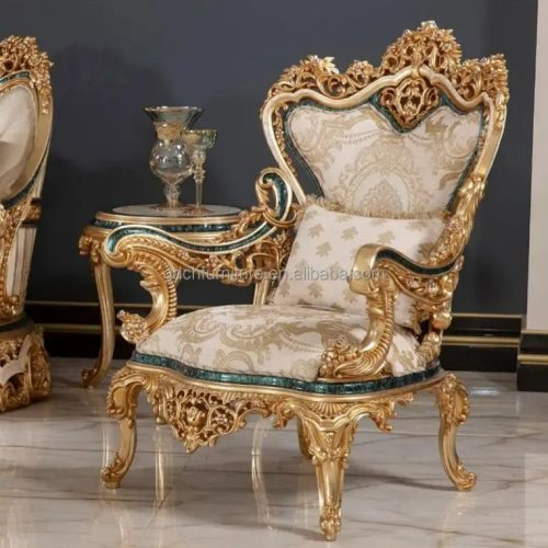 Living Room Furniture Hand Carved Sofa Royal French Furniture Fabric Sofa Set - Image 6