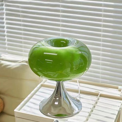 Apple Table Lamp Bedside Medieval Cream Glass, Green Retro Atmosphere LED - Image 4