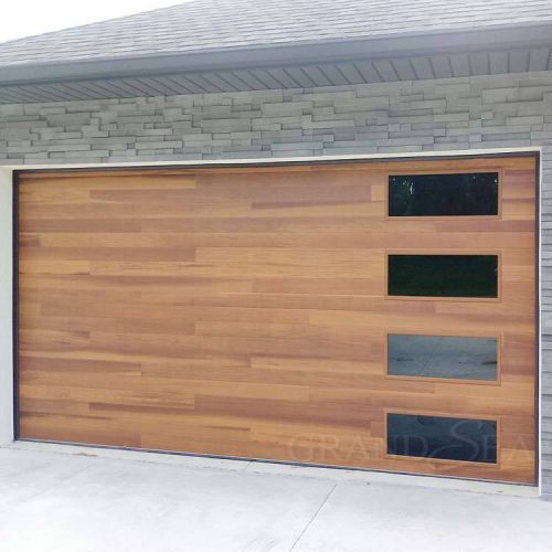 Galvanized Steel 8x7 Modern Aluminum Garage Door With Tempering Glass Window (1 Square Meters Price) - Image 5