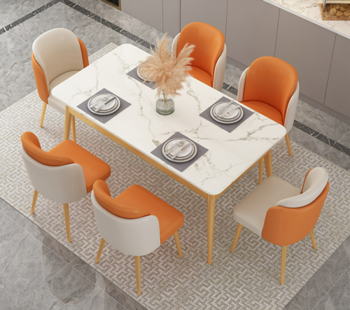 Wholesale Modern Simple Style Dining Room Set Rectangle Dining Table Chair Light Luxury Marble Household Dining Table - Image 5