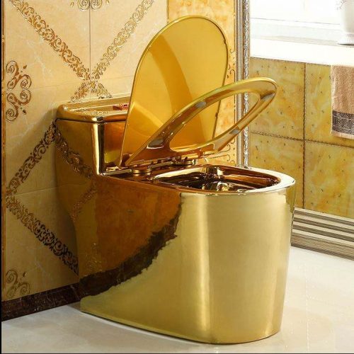 Noble Gold Color One Piece Wc Toilet Bathroom Sanitary Ware Toilet Washdown Gold Toilet - Image 5