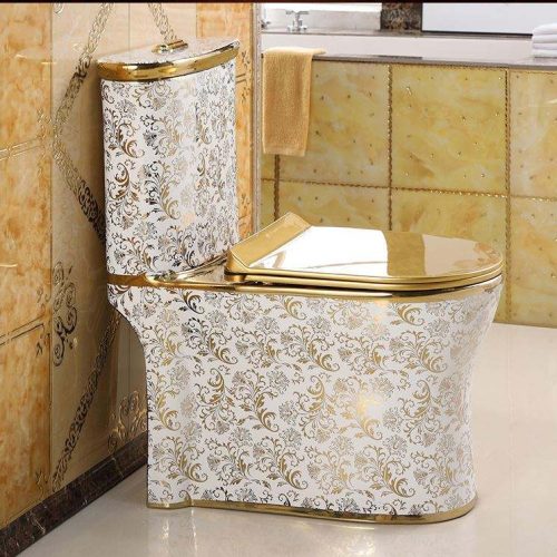 Ceramic Gold Washdown One Piece Toilet Gold Color Bathroom Design Toilet Pric - Image 5