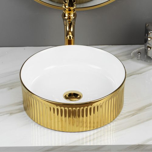 Oval Golden Electroplate Basin Wash Basin Luxury Counter Top Bathroom Sink Art Sinks - Image 5