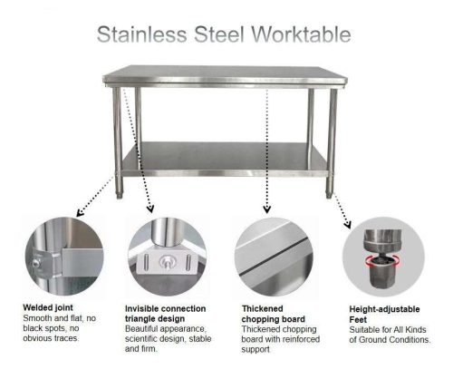 Commercial Stainless Steel Kitchen Worktable With Shelf Three Layer Table - Image 4