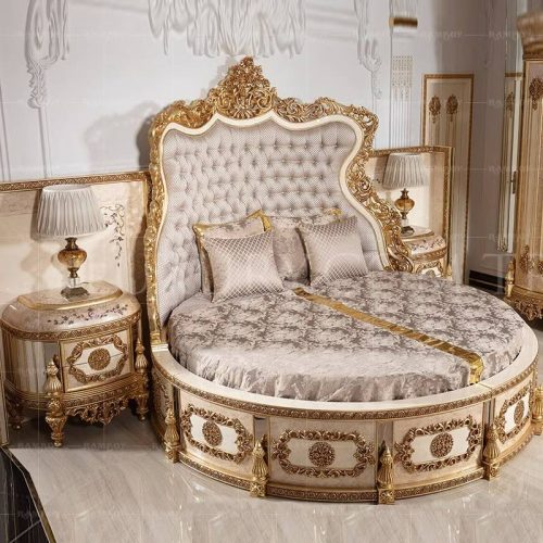 Luxury Solid Wood Home Luxury Bedroom Furniture Set Interior Design King Size Bed - Image 6